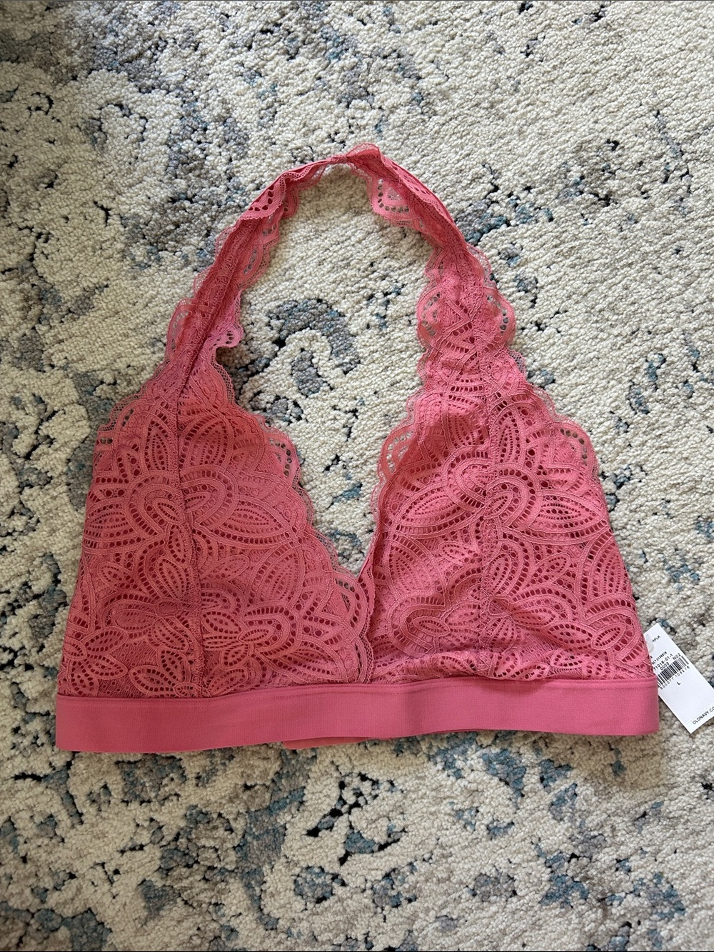 Old Navy Pink Scalloped Lace Halter Bralette